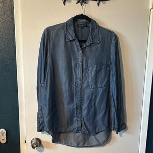 Chambray Washed Blue Button-Up Shirt